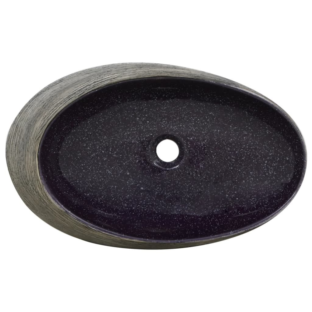 Countertop Basin Purple and Grey Oval 59x40x14 cm Ceramic - Bend