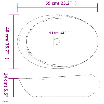 Countertop Basin Purple and Grey Oval 59x40x14 cm Ceramic - Bend