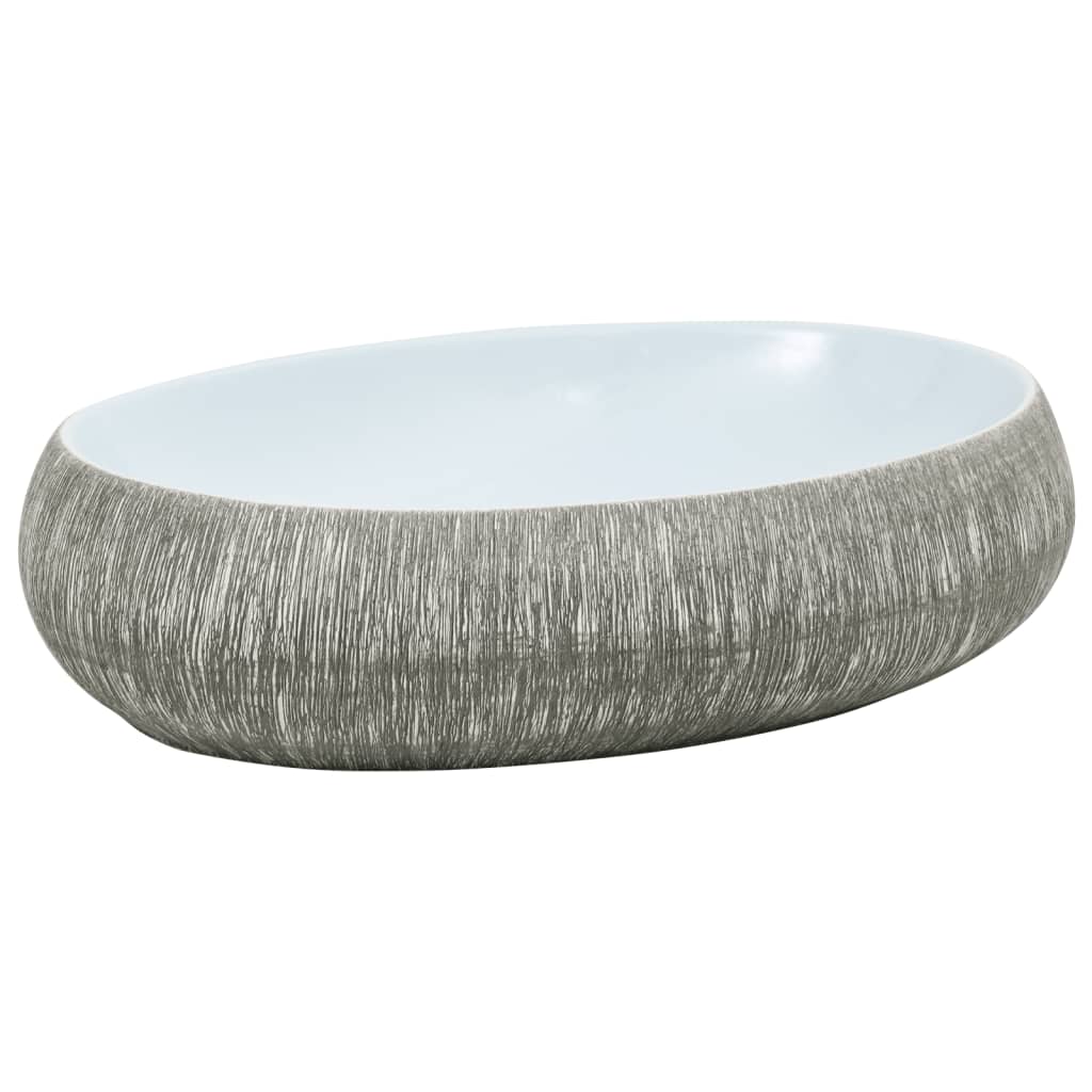 Countertop Basin Grey and Blue Oval 59x40x15 cm Ceramic - Bend