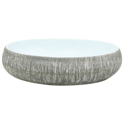 Countertop Basin Grey and Blue Oval 59x40x15 cm Ceramic - Bend