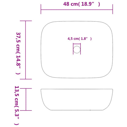 Countertop Basin Multicolour Rectangular 48x37.5x13.5 cm Ceramic - Bend