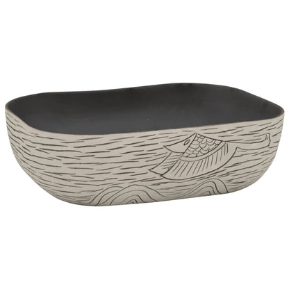 Countertop Basin Grey and Black Rectangular 48x37.5x13.5 cm Ceramic - Bend