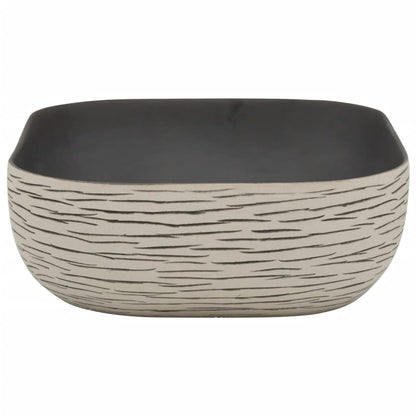 Countertop Basin Grey and Black Rectangular 48x37.5x13.5 cm Ceramic - Bend