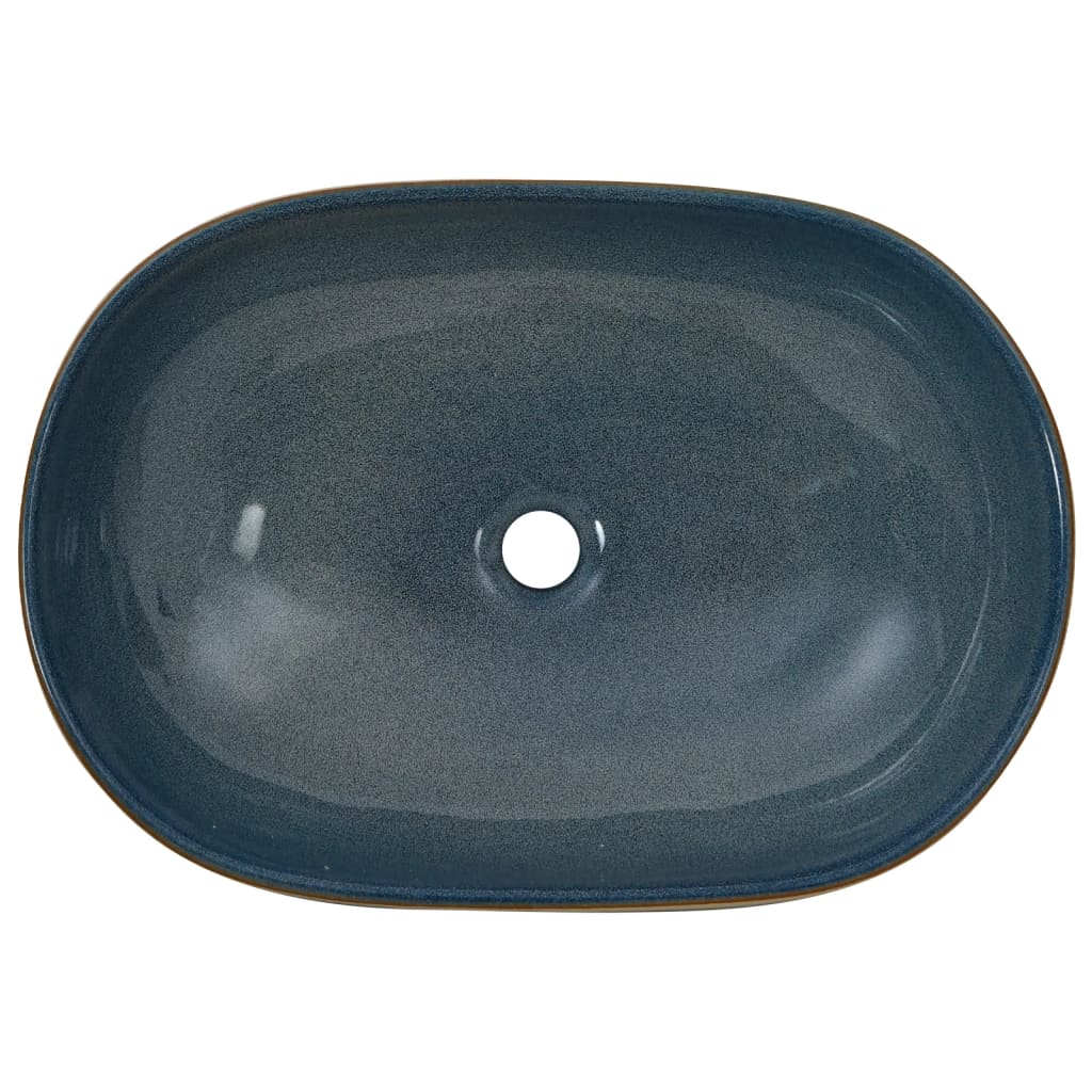 Countertop Basin Sand and Blue Oval 59x40x14 cm Ceramic - Bend