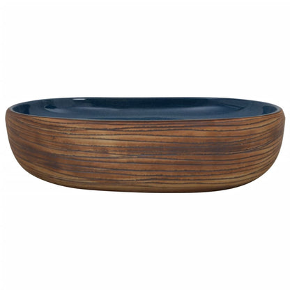 Countertop Basin Brown and Blue Oval 59x40x14 cm Ceramic