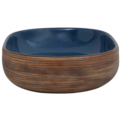 Countertop Basin Brown and Blue Oval 59x40x14 cm Ceramic