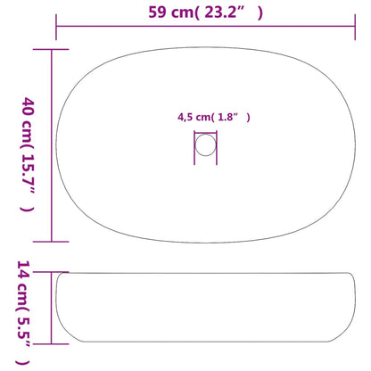 Countertop Basin Brown and Blue Oval 59x40x14 cm Ceramic