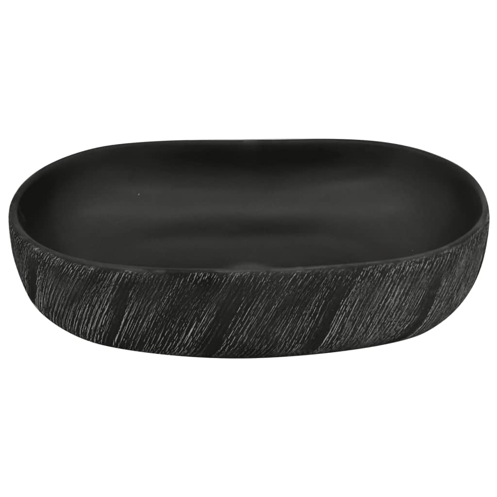 Countertop Basin Black Oval 59x40x14 cm Ceramic - Bend