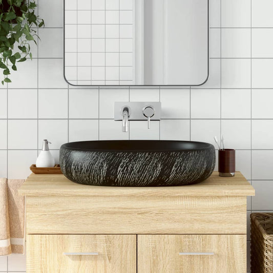 Countertop Basin Black Oval 59x40x14 cm Ceramic - Bend