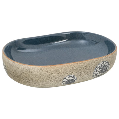 Countertop Basin Sand and Blue Oval 59x40x14 cm Ceramic - Bend