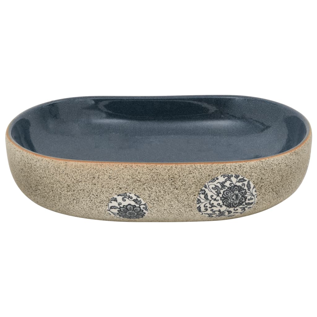 Countertop Basin Sand and Blue Oval 59x40x14 cm Ceramic - Bend