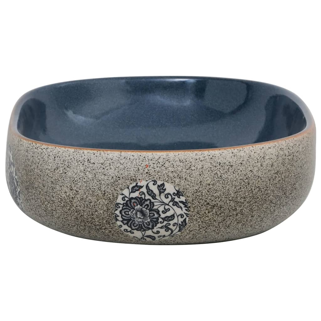 Countertop Basin Sand and Blue Oval 59x40x14 cm Ceramic - Bend