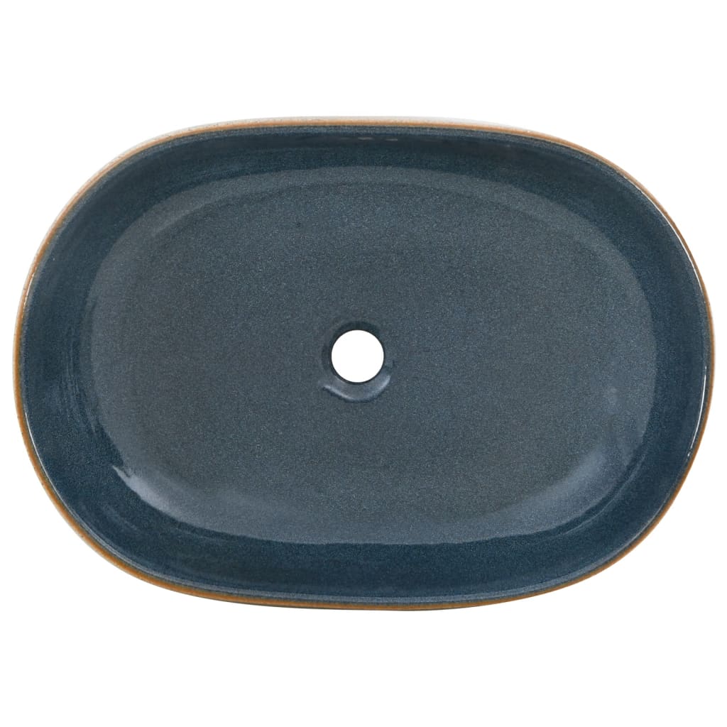 Countertop Basin Sand and Blue Oval 59x40x14 cm Ceramic - Bend