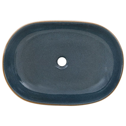 Countertop Basin Sand and Blue Oval 59x40x14 cm Ceramic - Bend