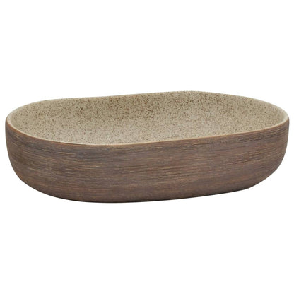 Countertop Basin Sand and Brown Oval 59x40x14 cm Ceramic - Bend