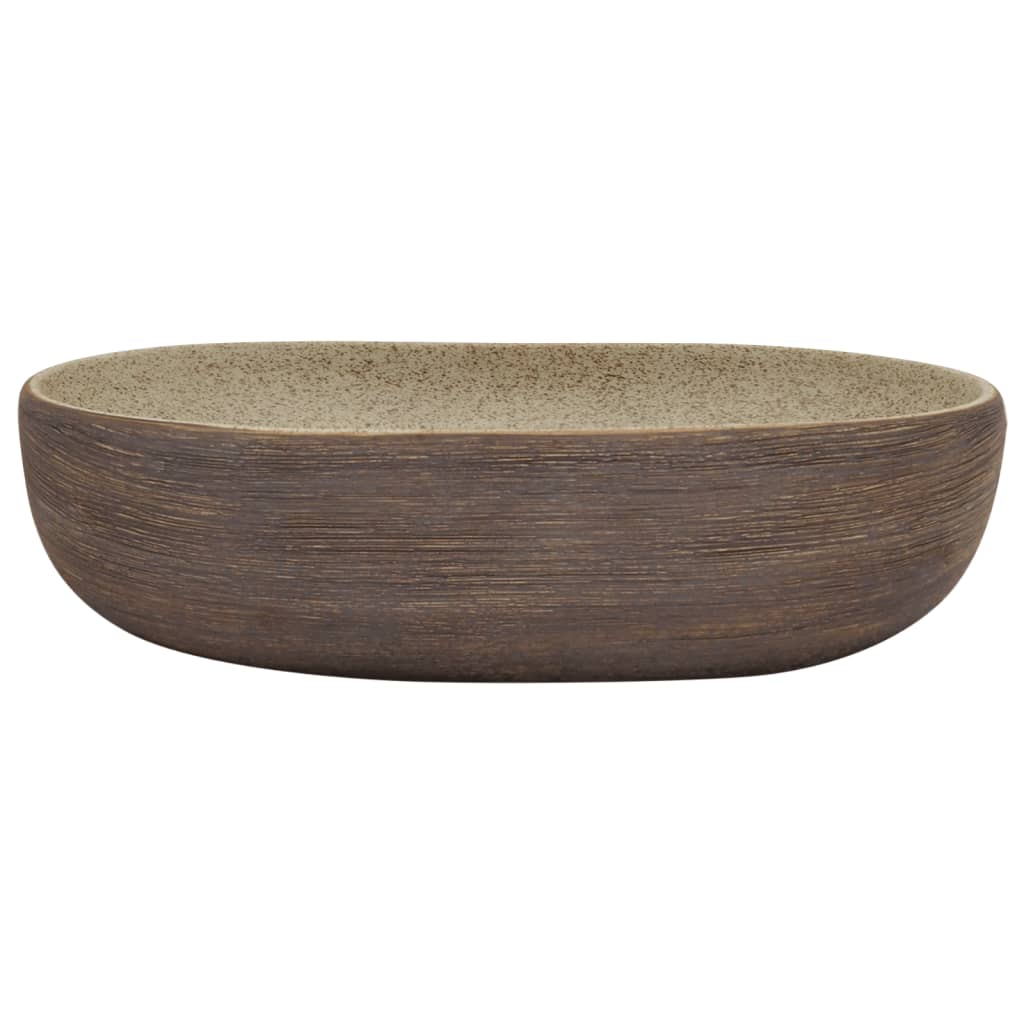 Countertop Basin Sand and Brown Oval 59x40x14 cm Ceramic - Bend