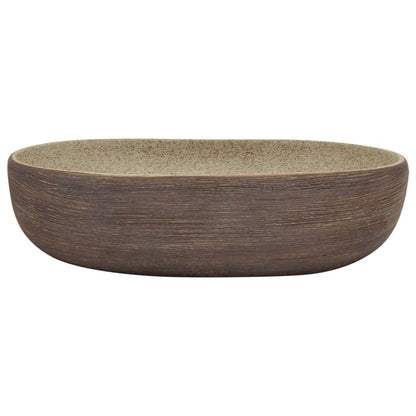 Countertop Basin Sand and Brown Oval 59x40x14 cm Ceramic - Bend