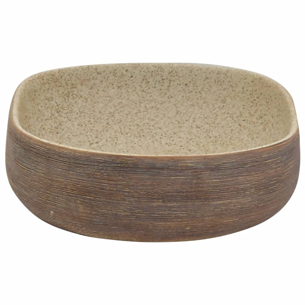 Countertop Basin Sand and Brown Oval 59x40x14 cm Ceramic - Bend