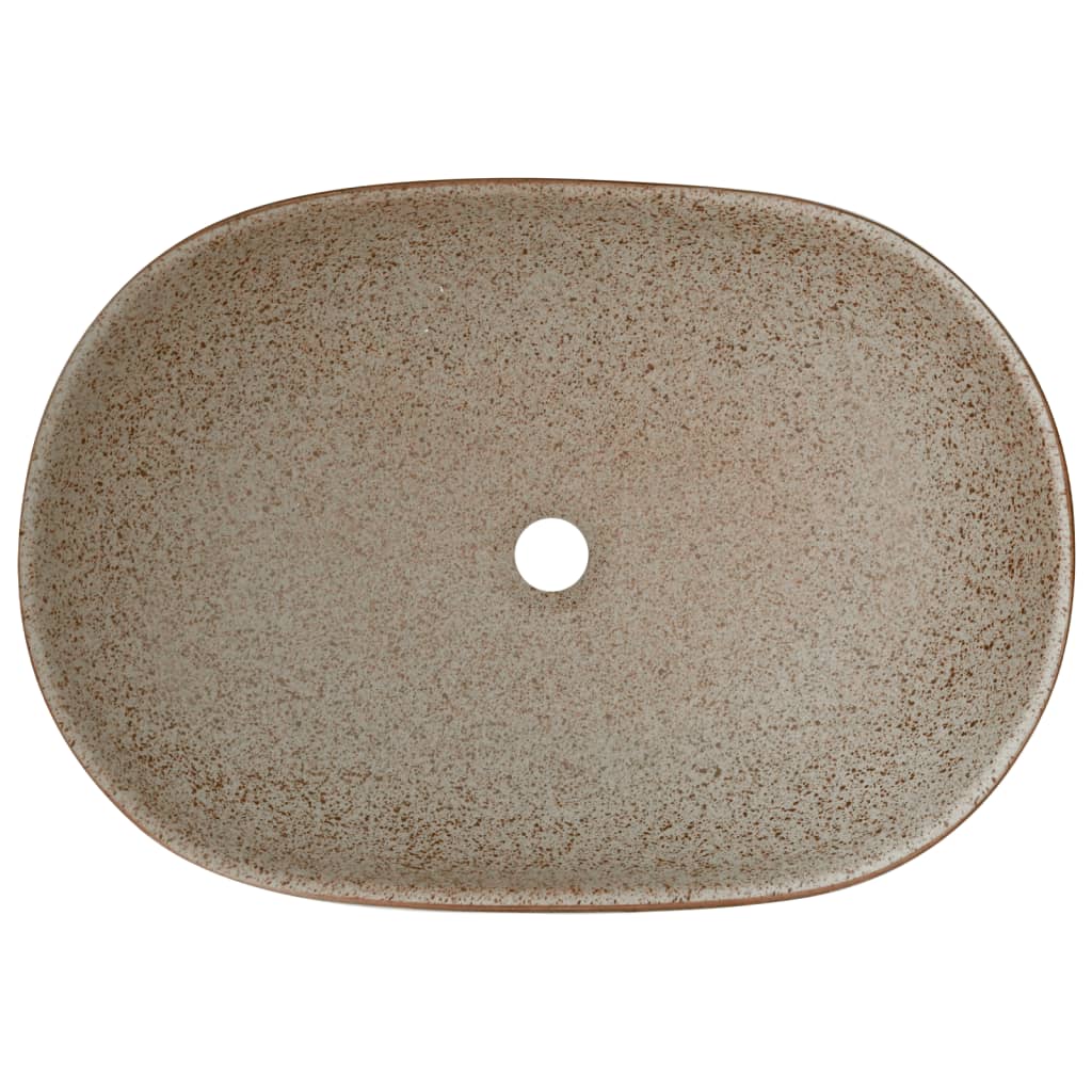 Countertop Basin Sand and Brown Oval 59x40x14 cm Ceramic - Bend