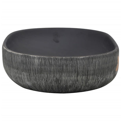 Countertop Basin Grey and Black Oval 59x40x14 cm Ceramic - Bend