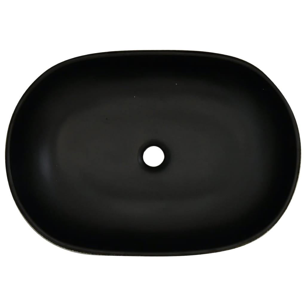 Countertop Basin Grey and Black Oval 59x40x14 cm Ceramic - Bend