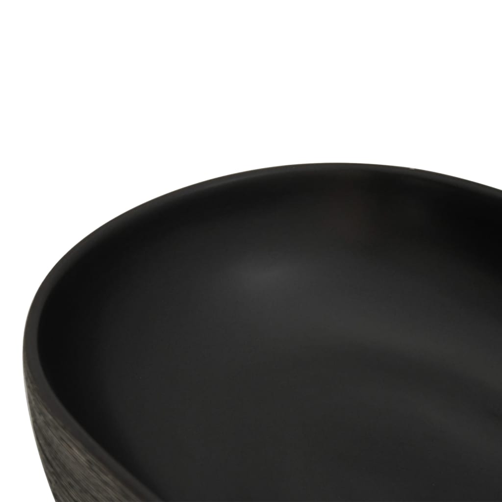 Countertop Basin Grey and Black Oval 59x40x14 cm Ceramic - Bend