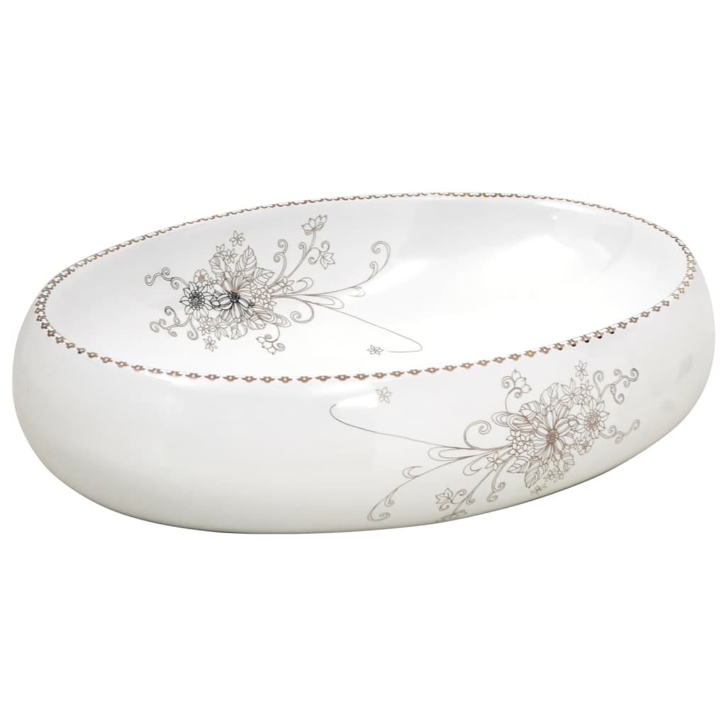 Countertop Basin White Oval 59x40x15 cm Ceramic - Bend