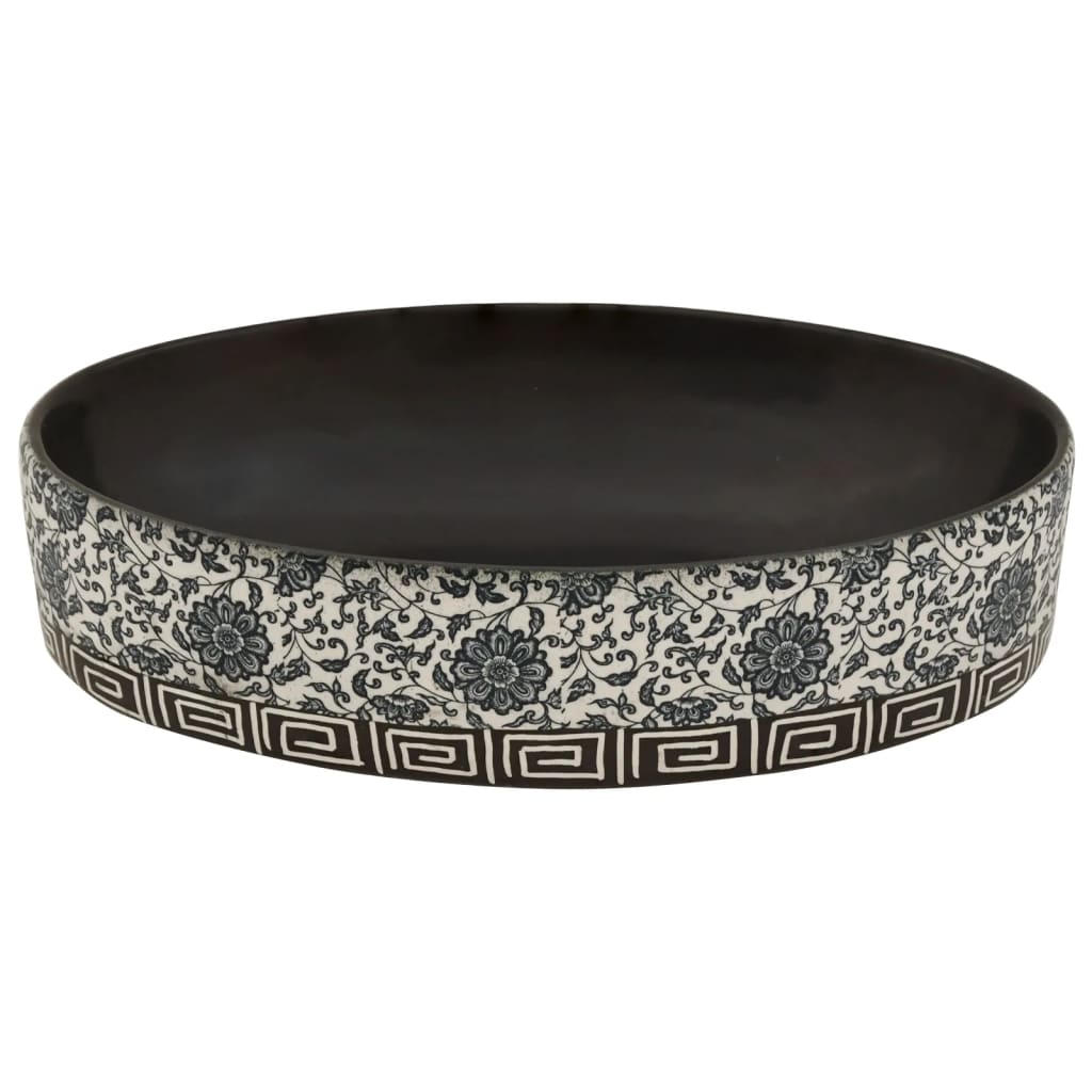 Countertop Basin Black and Blue Oval 56.5x36.5x13.5 cm Ceramic - Bend