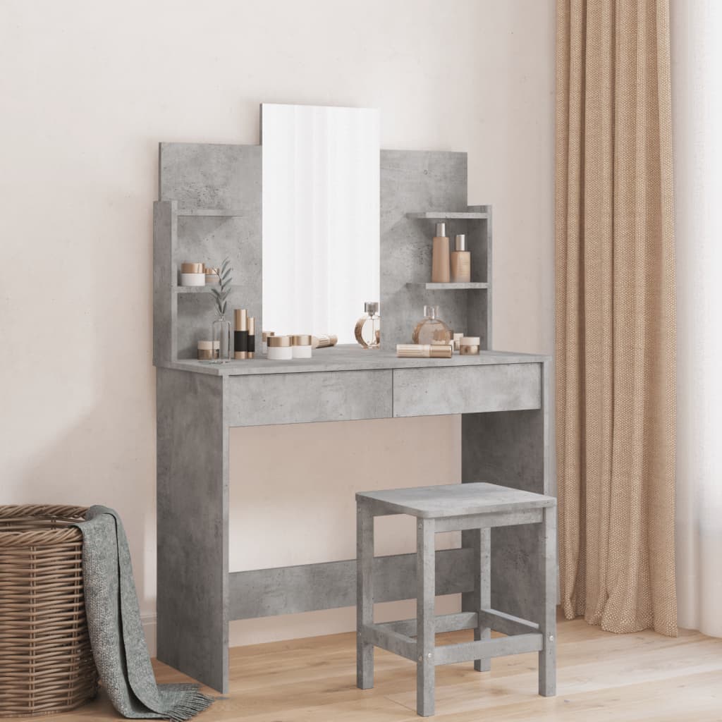 Dressing Table with Mirror Concrete Grey 96x39x142 cm - Bend