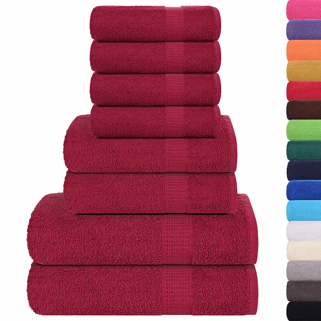 8 Piece Towel Set Bordeaux 360 gsm 100% Cotton - Bend