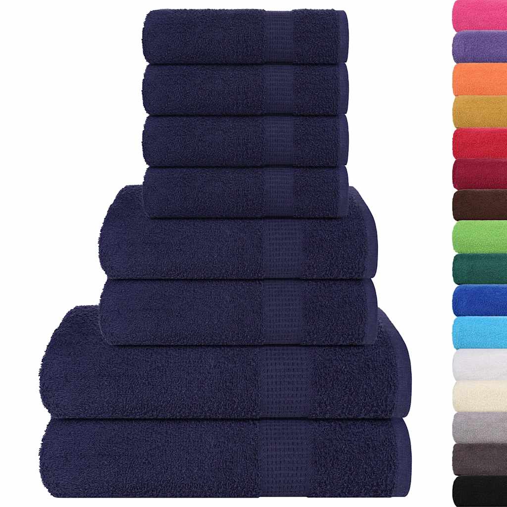 8 Piece Towel Set Navy Blue 360 gsm 100% Cotton - Bend