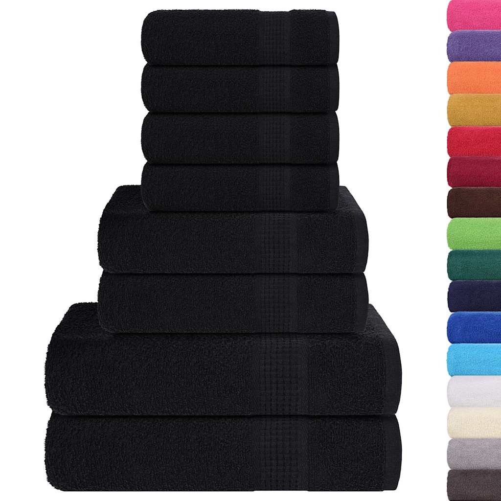 8 Piece Towel Set Black 360 gsm 100% Cotton - Bend