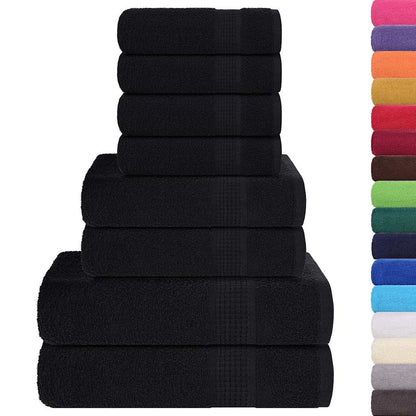 8 Piece Towel Set Black 360 gsm 100% Cotton - Bend