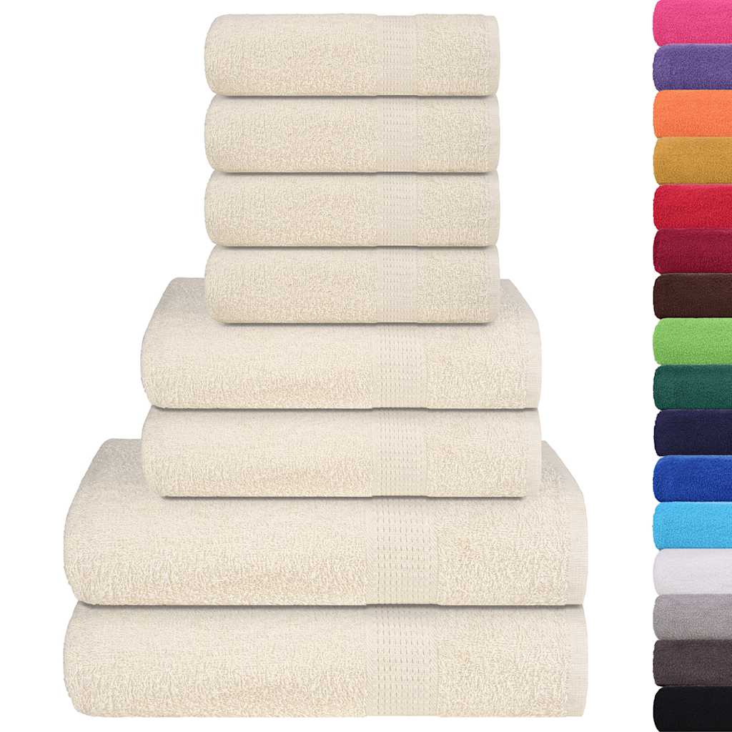 8 Piece Towel Set Cream 360 gsm 100% Cotton - Bend