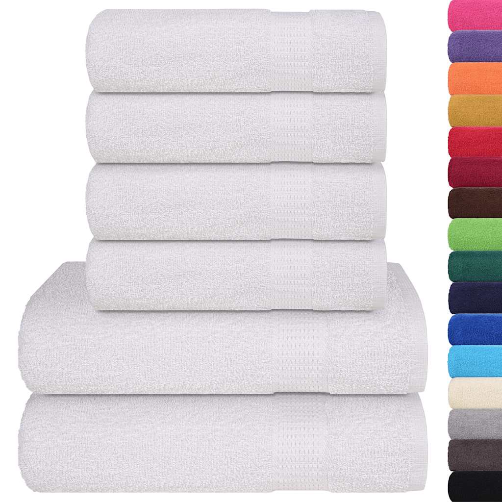 6 Piece Towel Set White 360 gsm 100% Cotton - Bend