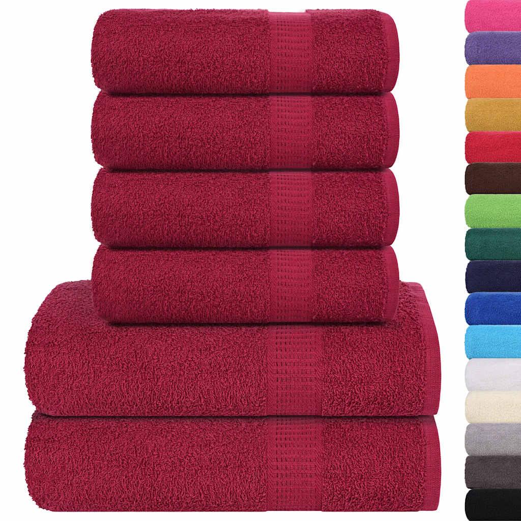 6 Piece Towel Set Bordeaux 360 gsm 100% Cotton - Bend