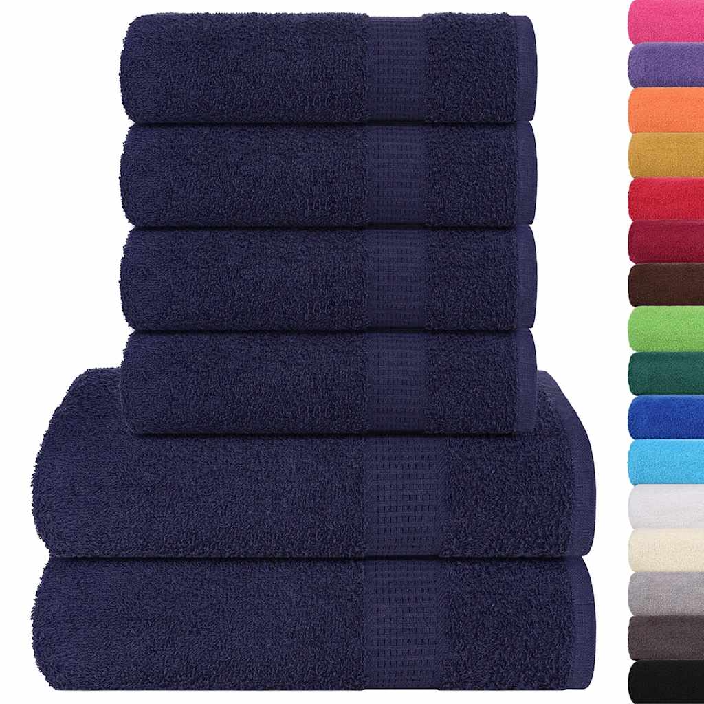 6 Piece Towel Set Navy Blue 360 gsm 100% Cotton - Bend