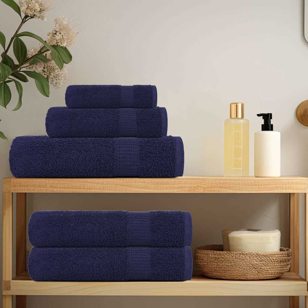 6 Piece Towel Set Navy Blue 360 gsm 100% Cotton - Bend