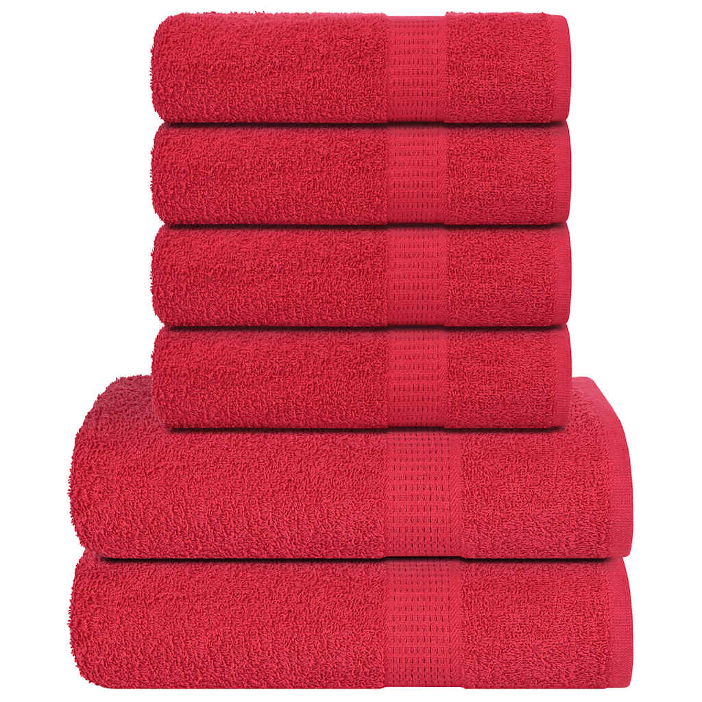 6 Piece Towel Set Red 360 gsm 100% Cotton - Bend