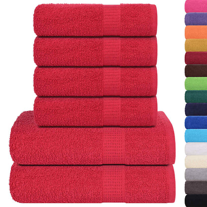 6 Piece Towel Set Red 360 gsm 100% Cotton - Bend