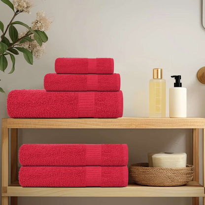 6 Piece Towel Set Red 360 gsm 100% Cotton - Bend