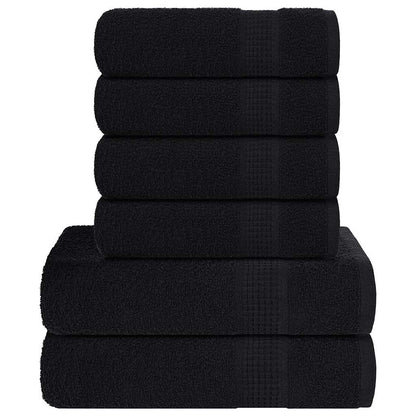 6 Piece Towel Set Black 360 gsm 100% Cotton - Bend