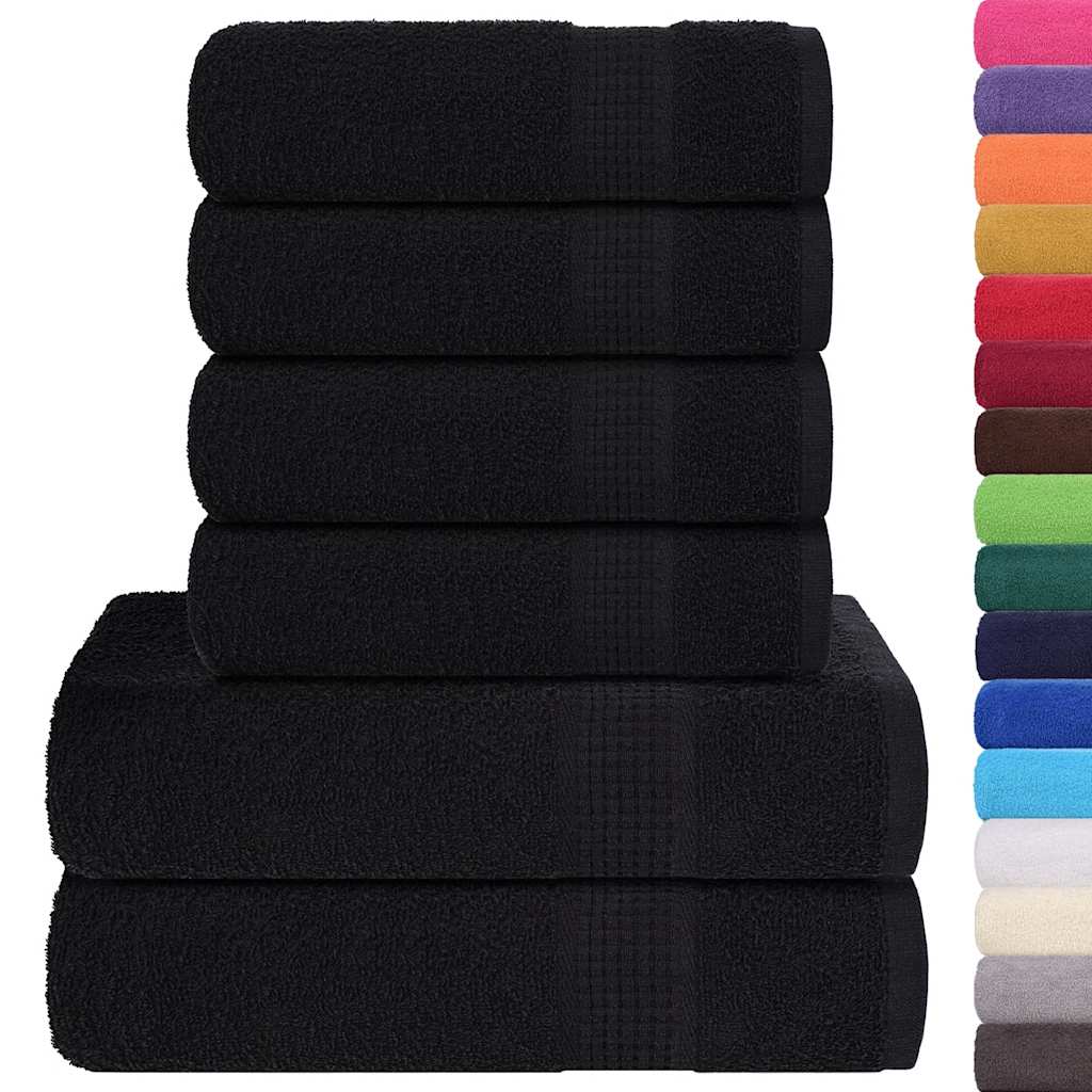 6 Piece Towel Set Black 360 gsm 100% Cotton - Bend