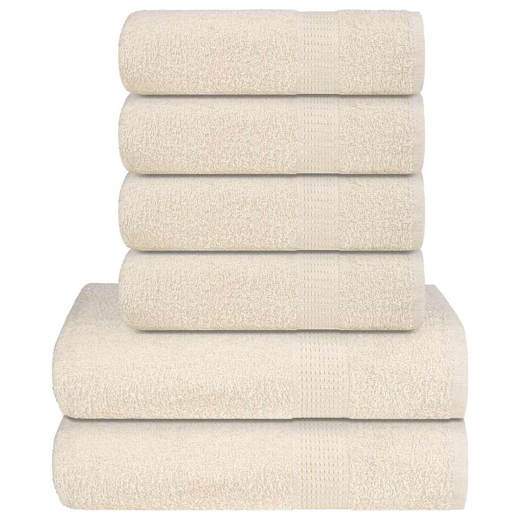 6 Piece Towel Set Cream 360 gsm 100% Cotton - Bend