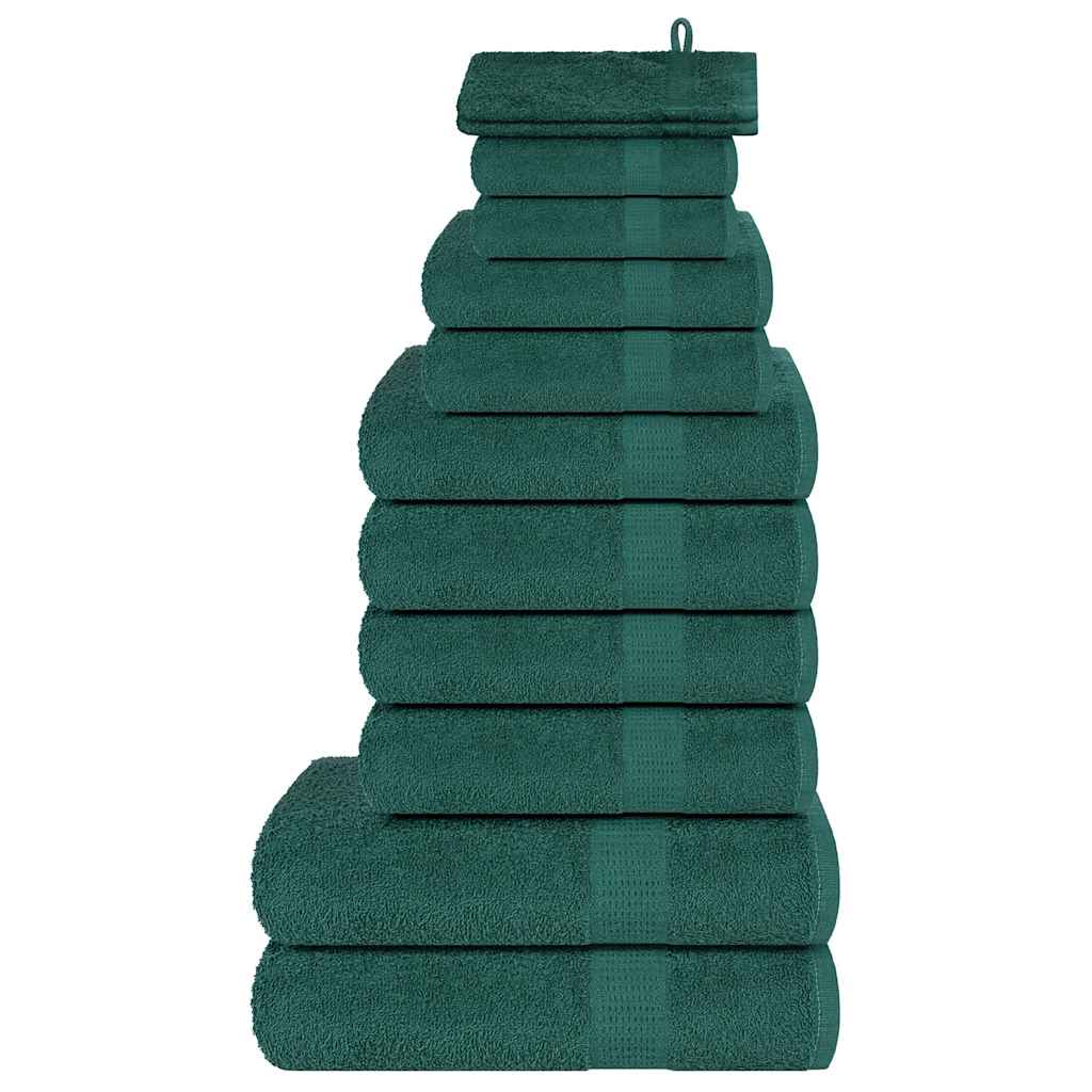 12 Piece Towel Set Green 360 gsm 100% Cotton - Bend