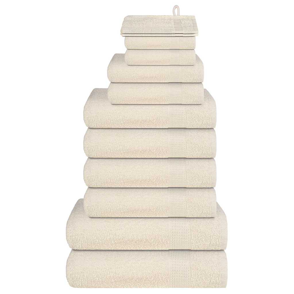 12 Piece Towel Set Cream 360 gsm 100% Cotton - Bend