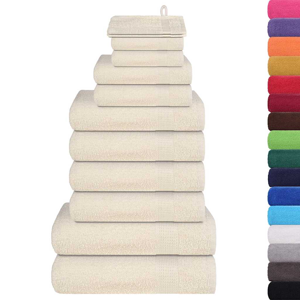 12 Piece Towel Set Cream 360 gsm 100% Cotton - Bend