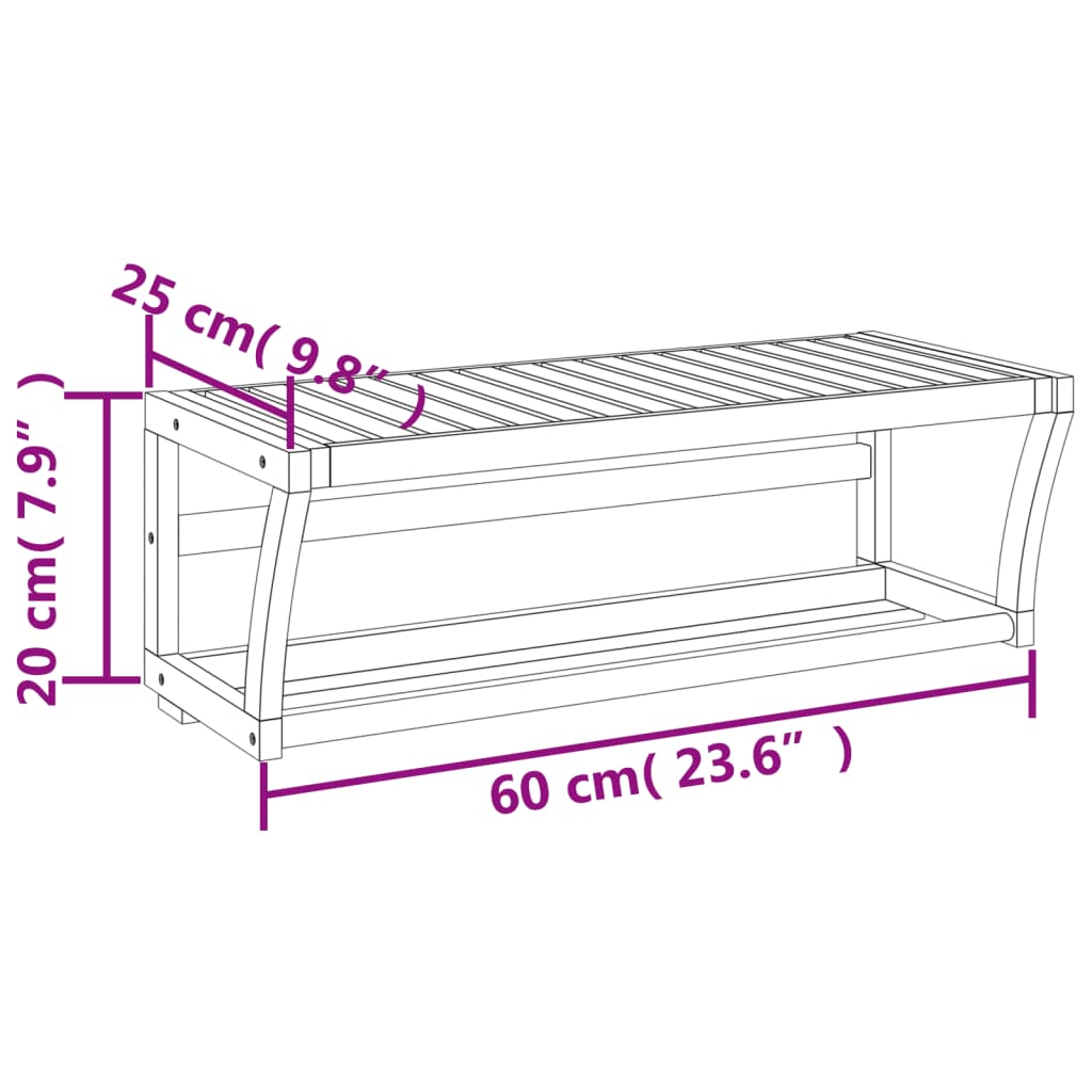 Towel Shelf Wall-mounted 60x25x20 cm Bamboo - Bend