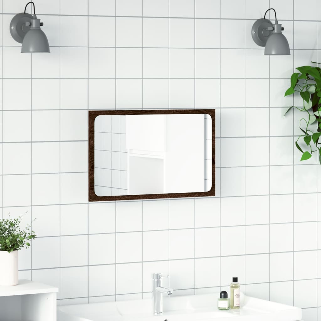 LED Bathroom Mirror Brown Oak 60x8.5x38 cm Engineered Wood - Bend