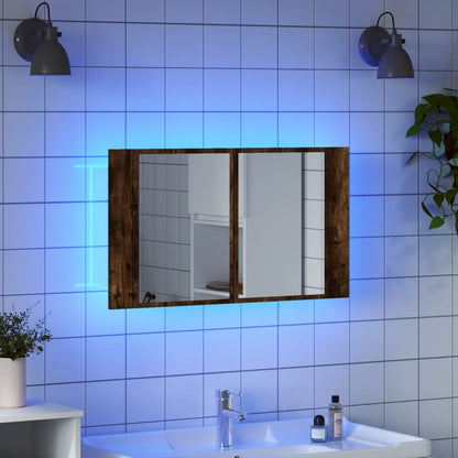 LED Bathroom Mirror Cabinet Smoked Oak 80x12x45 cm Acrylic - Bend